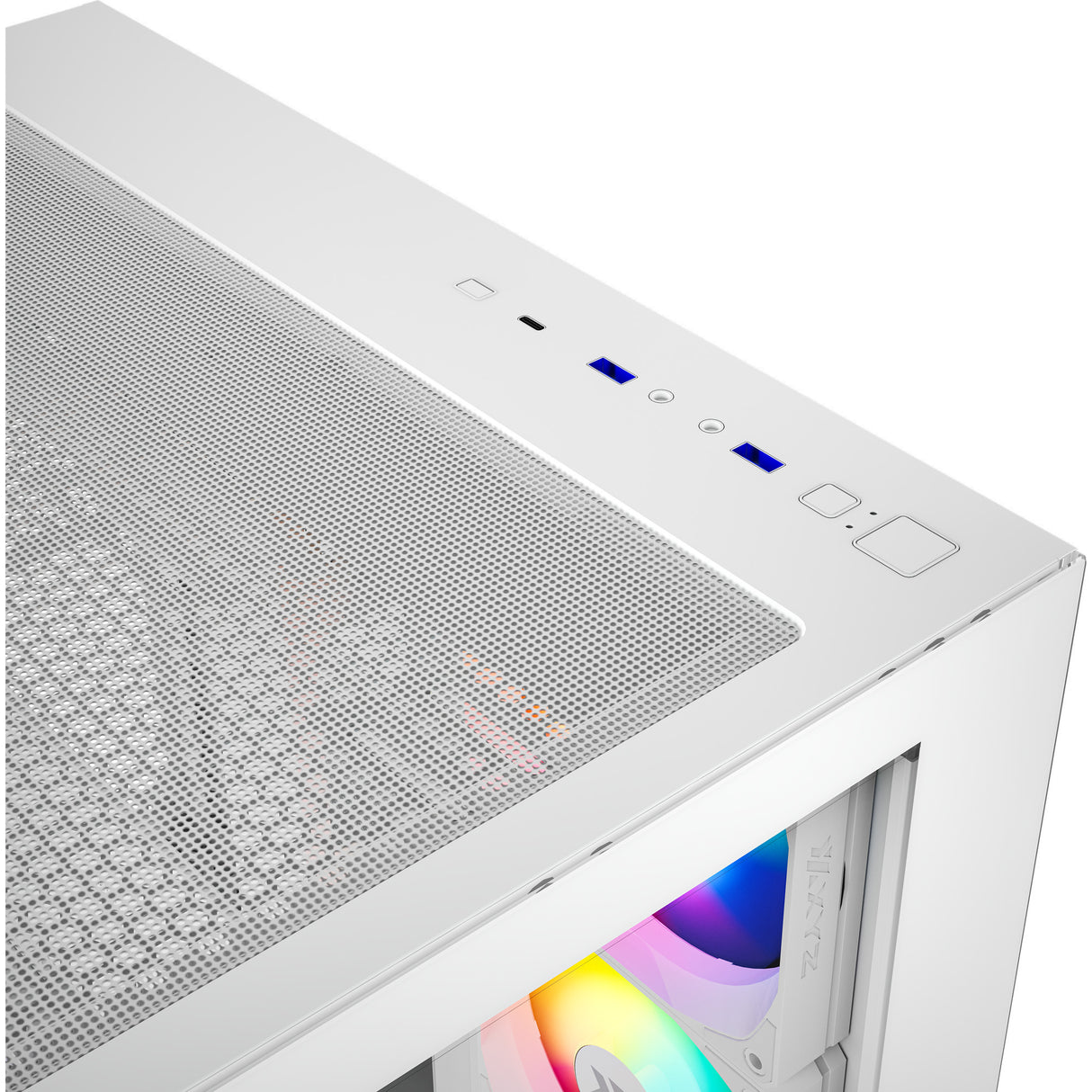 Boîtier tour midi Xyz pc gear tesseract x (blanc | 2x USB-A | 1x USB-C | verre trempé)