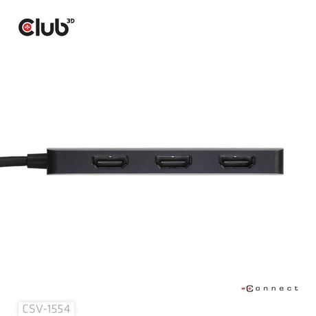 Adaptateur Club 3D USB-C vers Triple HDMI MST Hub 4K60Hz (Noir)
