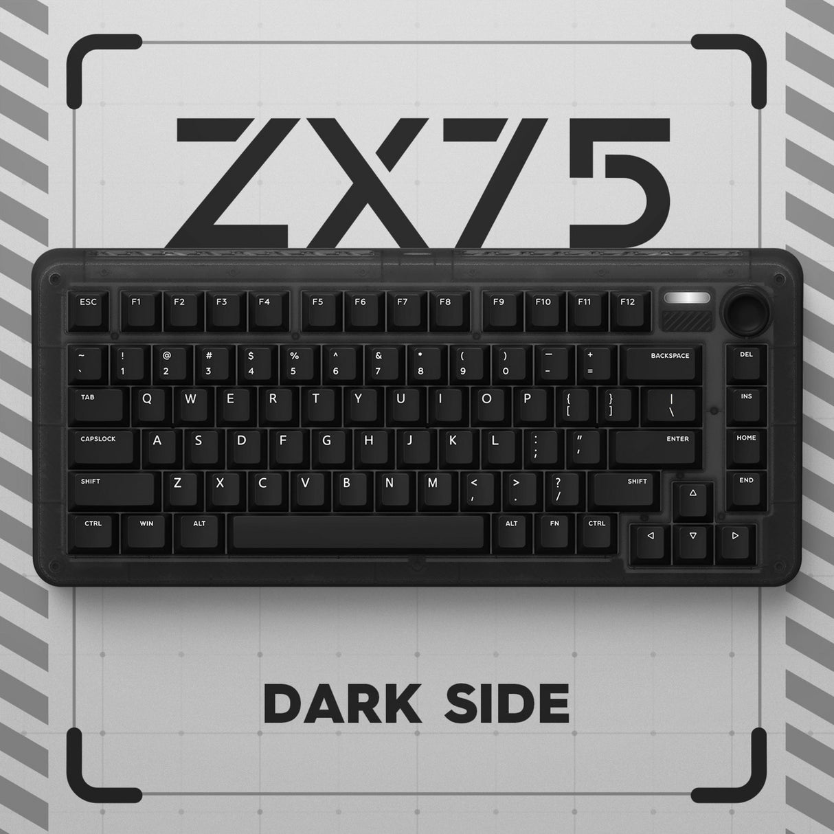 Clavier mécanique sans fil Iqunix zx75 côté obscur (noir, disposition américaine (qwerty), rouge gateron, 75 %, LED RVB, remplaçable à chaud, pbt double prise, 2,4 GHz | Bluetooth 5.1 | USB-C)