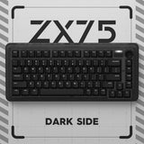 Clavier mécanique sans fil Iqunix zx75 côté obscur (noir, disposition américaine (qwerty), rouge gateron, 75 %, LED RVB, remplaçable à chaud, pbt double prise, 2,4 GHz | Bluetooth 5.1 | USB-C)