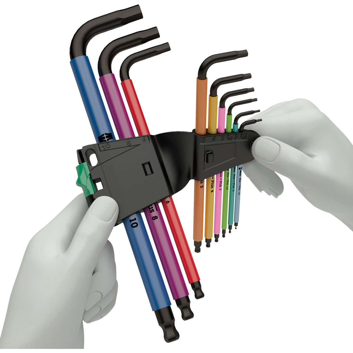 Wera jeu de clés hexagonales 950 9 hex-plus multicolore hf 1 (noir, 9 pièces, code couleur)