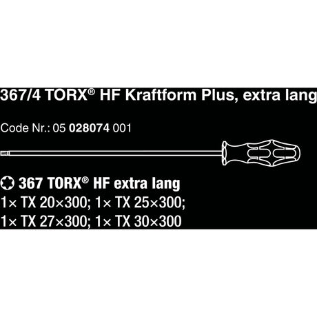Wera jeu de tournevis hf kraftform plus jeu de tournevis 367 4 torx hf