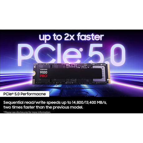 Samsung mz-vap2t0bw 9100 pro pcie® 5.0 nvme™ m.2 SSD - 2 To, 2 To, M.2, 14 700 Mo s