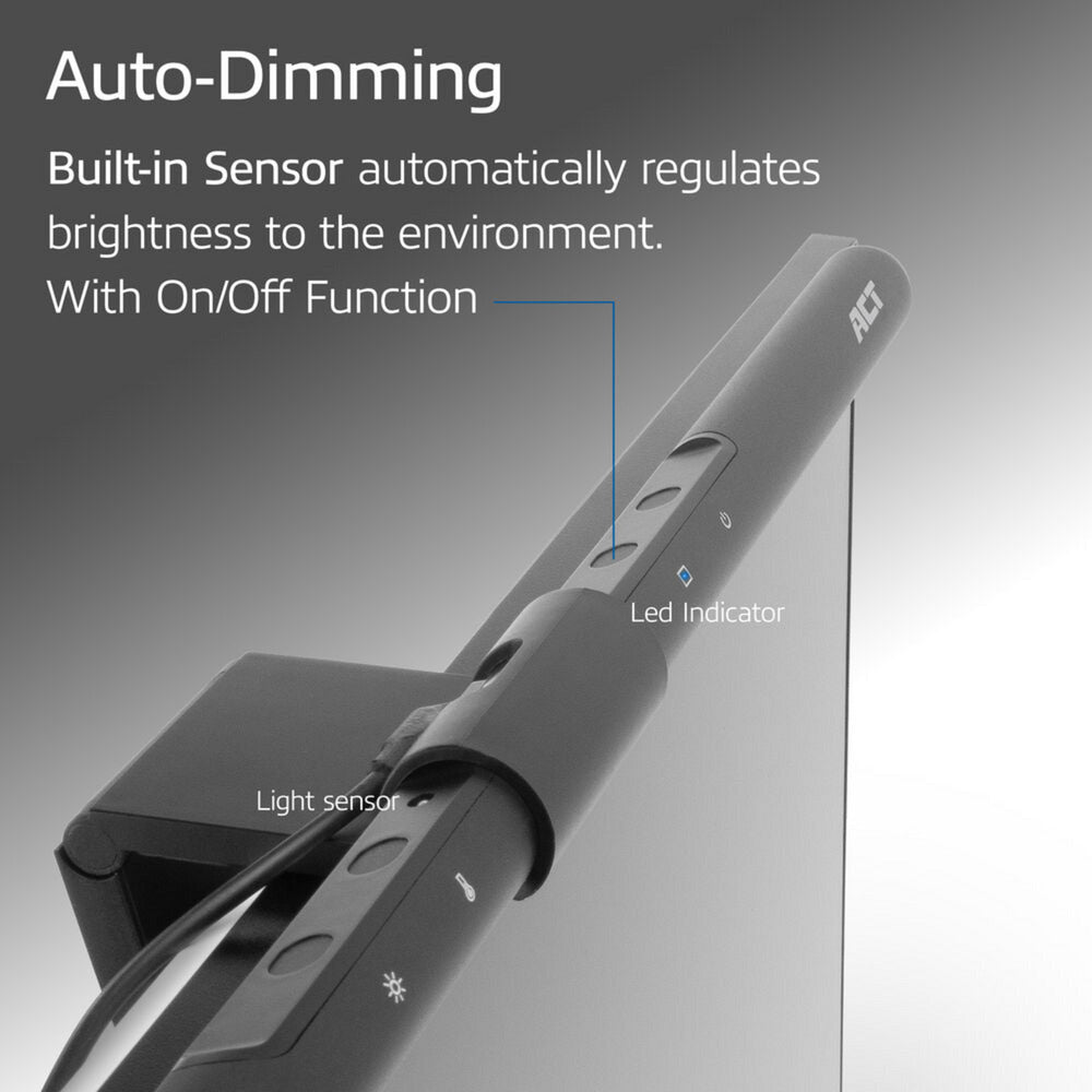 Barre lumineuse LED pour moniteur à intensité variable Act Connectivité Barre LED (noir, alimenté par USB, 3 000 K-6 500 K)