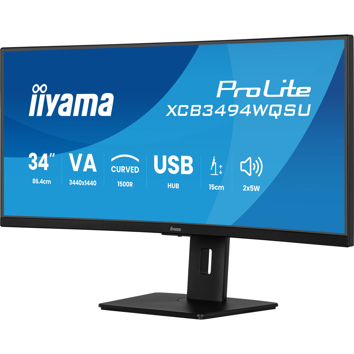 Moniteur ultra-large incurvé Iiyama Prolite XCB3494WQSU-B1 34 (noir, 2x HDMI, port d'affichage, 2x USB-A, 2x USB-C)