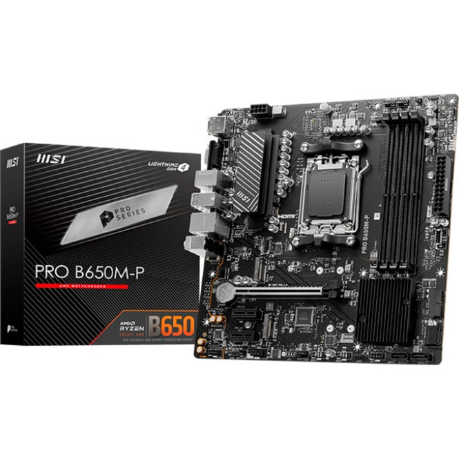 Carte mère MSI Pro B650M-P Socket AM5 (noir, RAID, 2,5 Go-LAN, son, µATX)