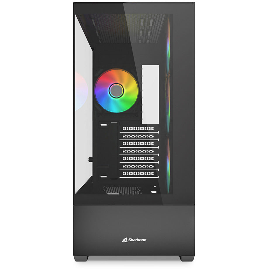 Boîtier tour midi Sharkoon ak6 rgb (noir | 2x usb-a | 1x usb-c | rgb | verre trempé)