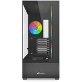 Boîtier tour midi Sharkoon ak6 rgb (noir | 2x usb-a | 1x usb-c | rgb | verre trempé)