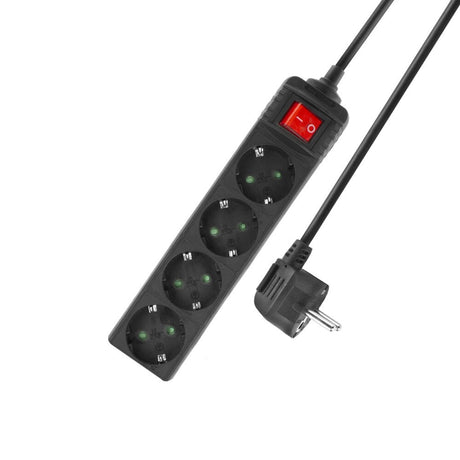 Act connectivité acte multiprise avec interrupteur lumineux, 4 prises, 2 m, noir ac2440