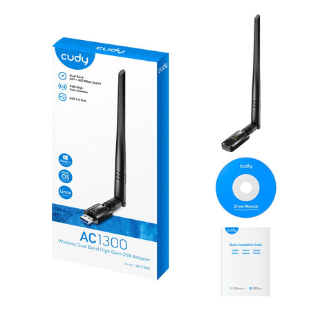 Adaptateur USB Wi-Fi à gain élevé Cudy AC1300
