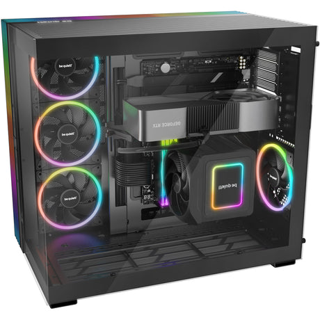 Soyez silencieux! base lumineuse 900 dx boîtier grande tour (noir | 2x USB-A | 1x USB-C | RVB | fenêtre)