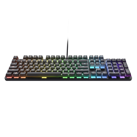 Clavier de jeu mécanique Trust GXT 871 Zora (noir, disposition américaine (QWERTY), Huano Red, 100%, RVB)