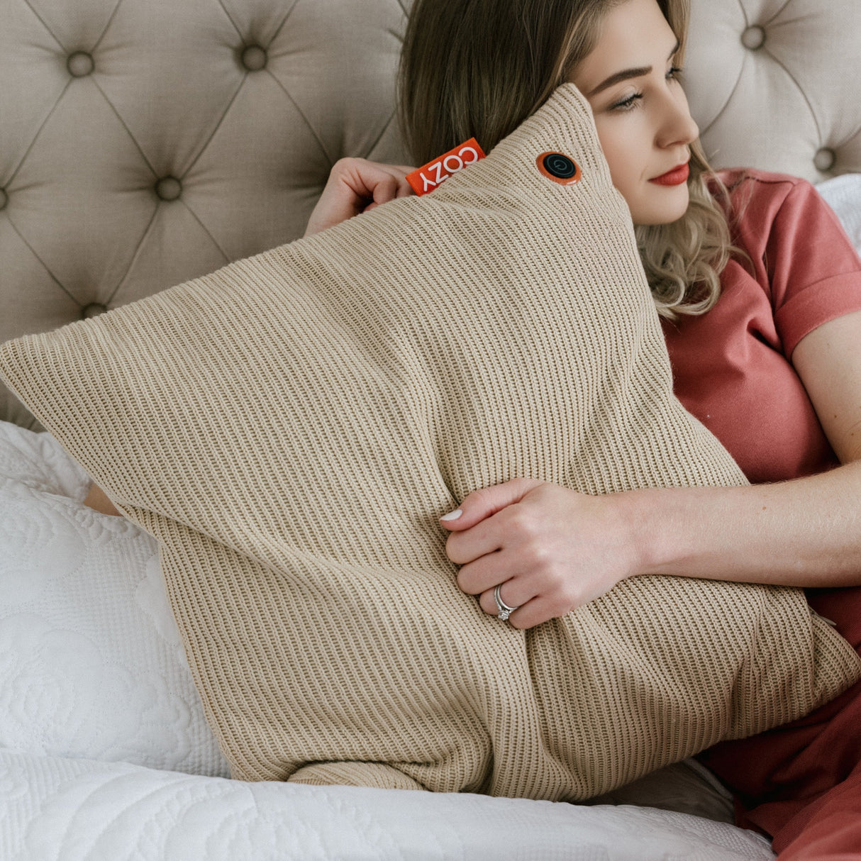 Coussin chauffant sans fil Cosy una tricoté 45 x 45 cm