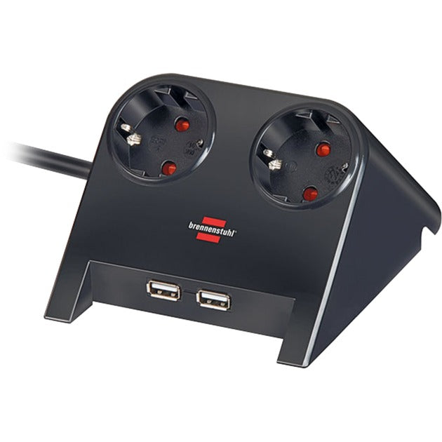 Multiprise de table brennerstuhl chargeur usb 1,8m noir