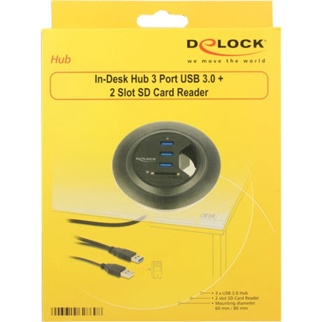 Delock hub de bureau 3 ports USB 3.0 + 2 emplacements lecteur de carte SD lecteur de carte