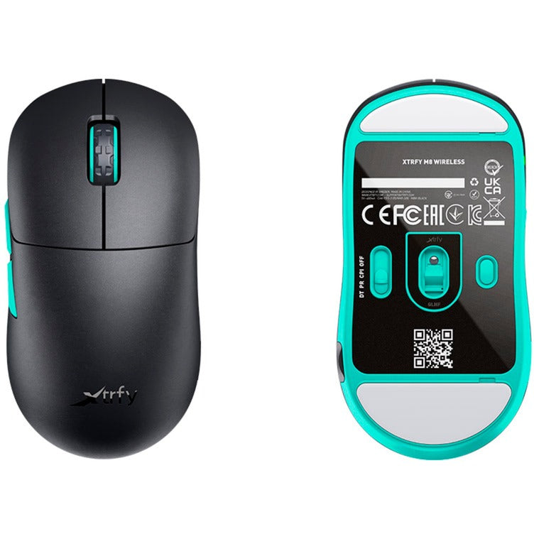 Cherry xtrfy m8 wireless gaming muis (zwart mint, 400 - 26.000 dpi, usb 2.4 ghz)