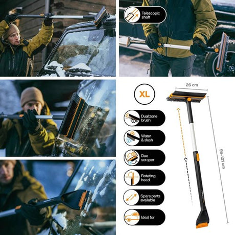 Fiskars x-series brosse à neige télescopique et rotative et grattoir à glace pour la voiture - 1078492