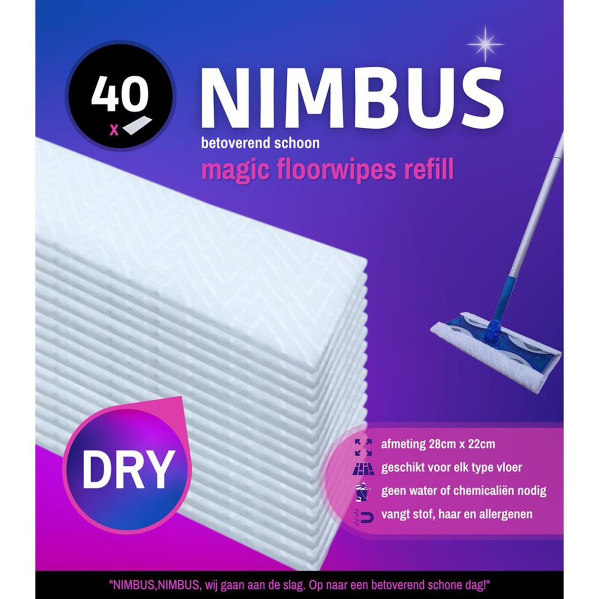 Recharge de serpillières magiques Nimbus 40 pièces 28x22 cm | 2 pièces