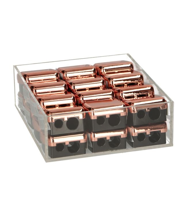 Taille-crayon à ongles visage double présentoir or rose 24 pièces