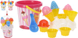 Seau de plage gratuit et facile avec glaces 11 pièces rose