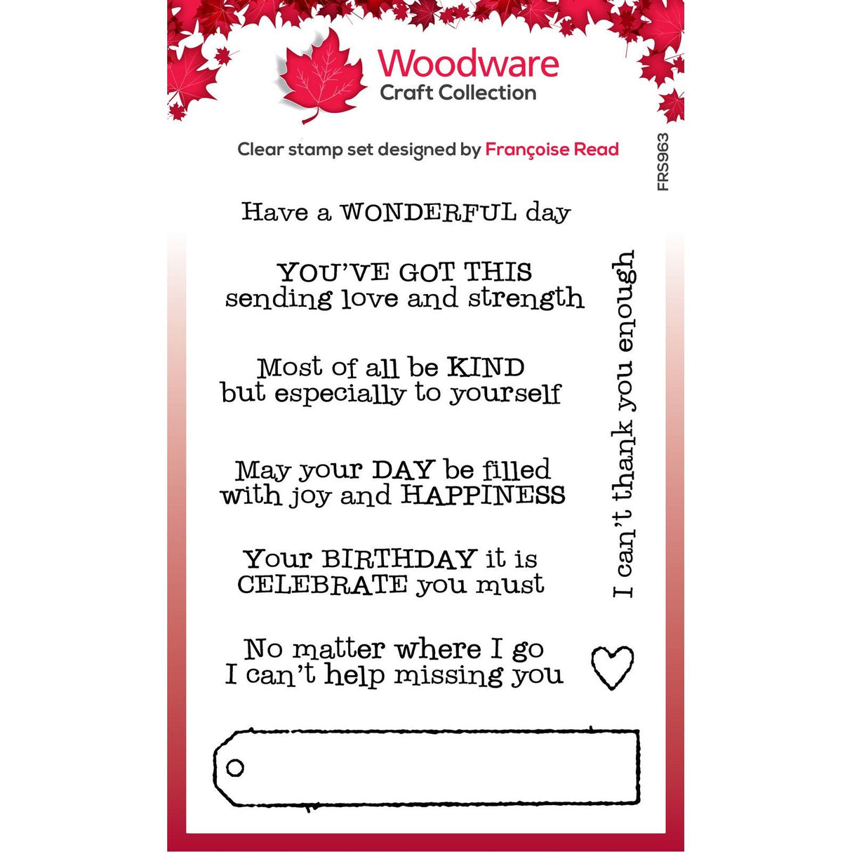 Woodware • clear singles stempel long tag wishes