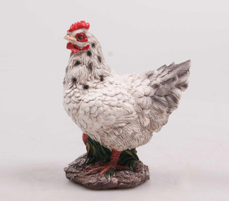 Statue de jardin animaux Farmwood poulet blanc 14x8x17cm