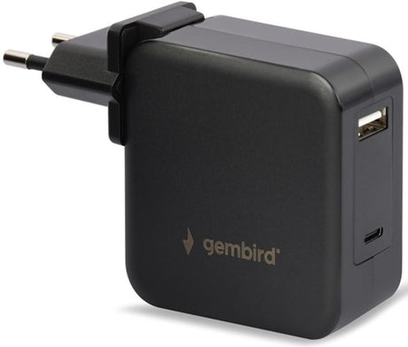 Gembird USB-C chargeur rapide alimentation pour ordinateur portable 60W USB + USB-C noir - 9550195