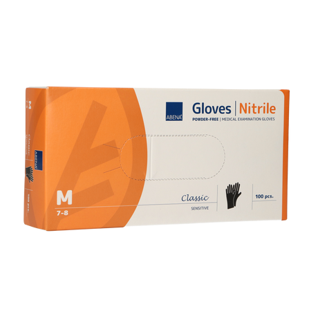 Abena gants en nitrile non poudrés taille moyenne 100 pièces noir