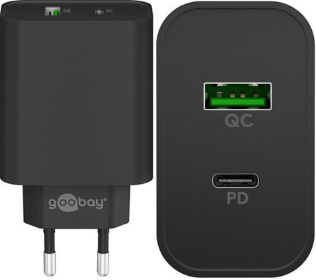 Goobay Chargeur rapide USB + USB-C 45W noir - 9550193