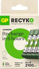Chargeur de batterie USB GP + 4 x AA Batteries 2100mAh Nimh