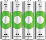 GP Batteries AA rechargeables 2100mAh Nimh 4pk