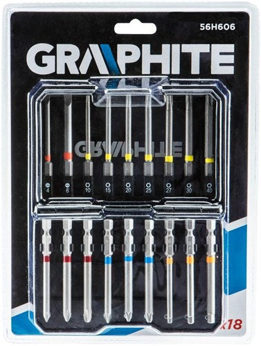 Jeu d'embouts en graphite | 18 pièces | dans une boîte de rangement extra longue - 6480223
