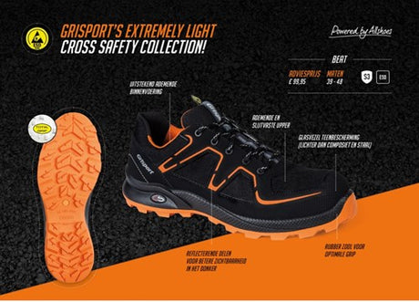 Grisport safety cross safety beat 33602 laag s3 zwart oranje - maat 46 - 00.049.007.46