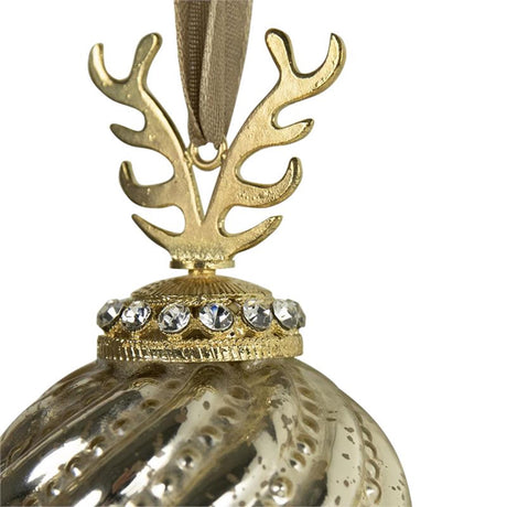 Boule de Noël en bois de cerf doré ø8cm