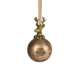 Boule de Noël cerf verre marron antique ø8cm