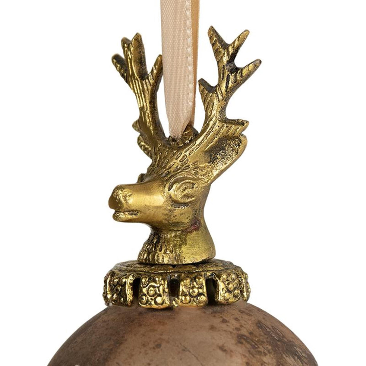 Boule de Noël cerf verre marron antique ø8cm