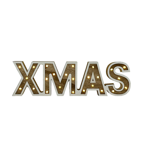 H s letters hout led xmas 25led 38cm