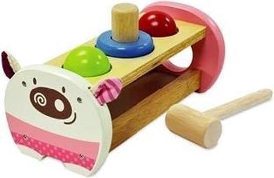 Banc de marteau jouet Bongers avec 2 balles et 1 tige en forme de cochon