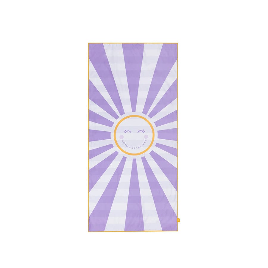 Joyeux soleil | serviette microfibre blanc violet 135 x 65 cm