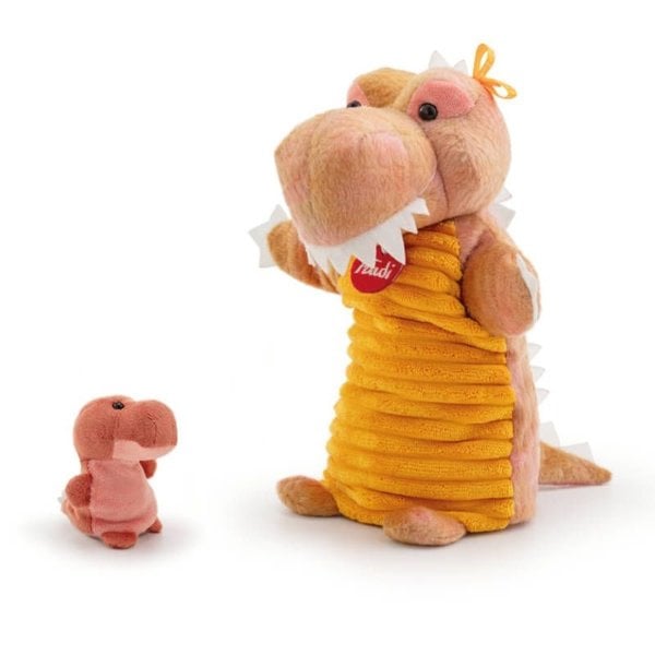 Handpop Dinosaurus met baby 25cm