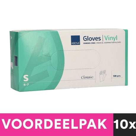 Gants en vinyle sans poudre Abena, taille petite, paquet de 100 pièces