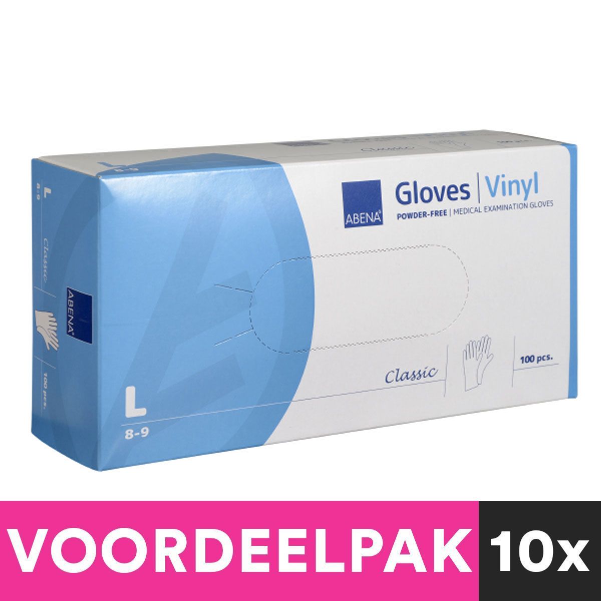 Gants en vinyle sans poudre Abena, taille grande, paquet de 100 pièces
