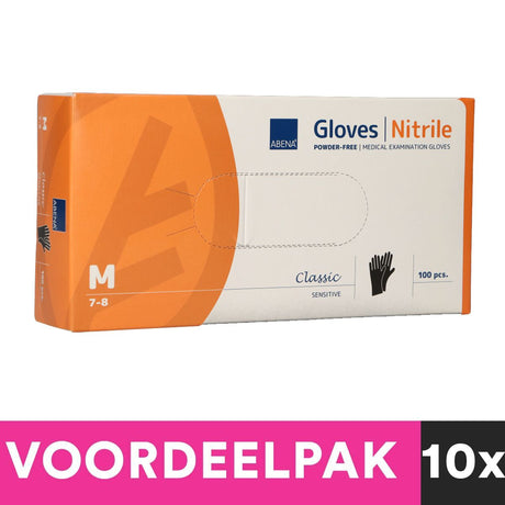 Abena gants en nitrile sans poudre taille moyenne 100 pièces noir paquet de valeur