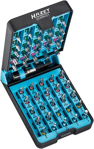 Jeu d'embouts Hazet | 2-6 | ph1-ph3 | pz1-pz3 | t6-t40 | 1 4 pouces (6,3 mm) hex solide | profil pozidriv pz, profil cruciforme ph, profil torx® inviolable | 51 pièces - 2240n 51