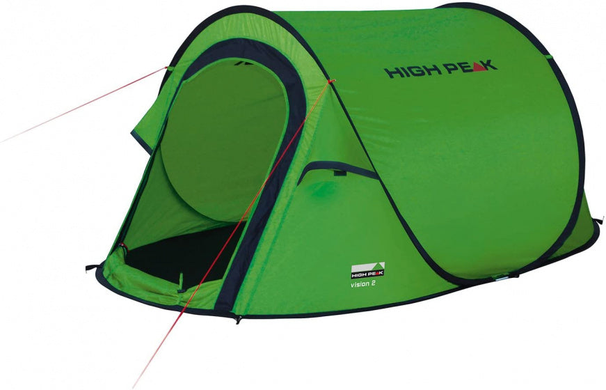 Vision de tente pop-up à haut pic 2 personnes 235 x 140 x 100 cm vert