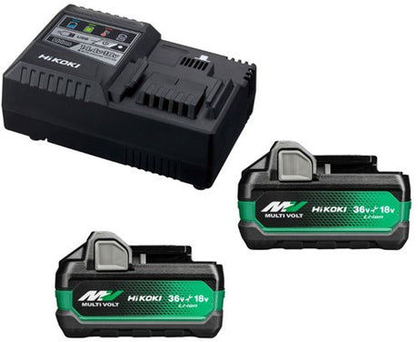Hikoki uc18ysl3whz booster | 2 x batteries multivolts bsl38a18x 5ah 18v 2,5ah 36v + chargeur rapide uc18ysl3