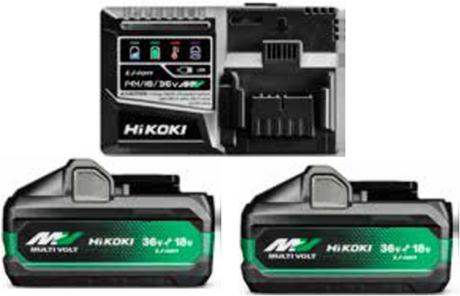 Hikoki uc18ysl3wjz boosterpack multi-volt - 2 x 8ah 18v 4ah 36v + snellader uc18ysl3 - uc18ysl3wjz