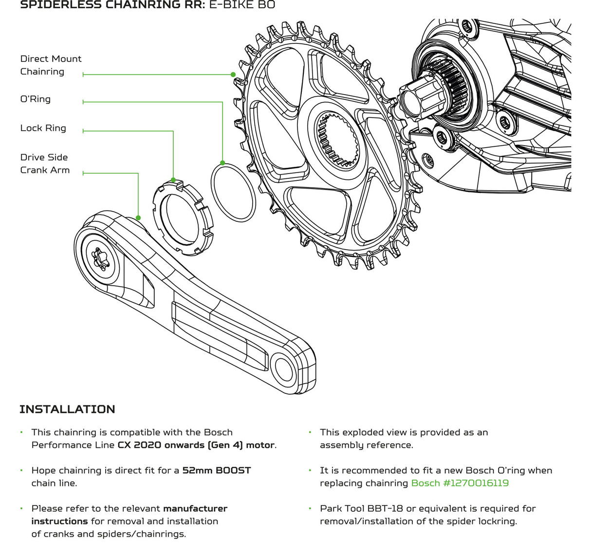 Hope r22 plateau de vélo électrique à montage direct bosch gen4