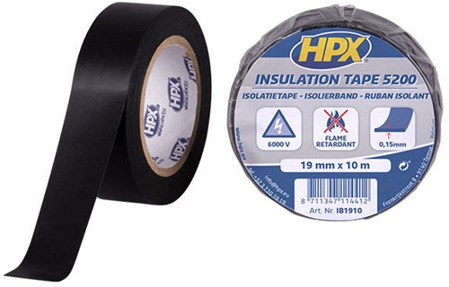 Tapé d'isolation HPX PVC HPX 19 mm x 10 mètres noir