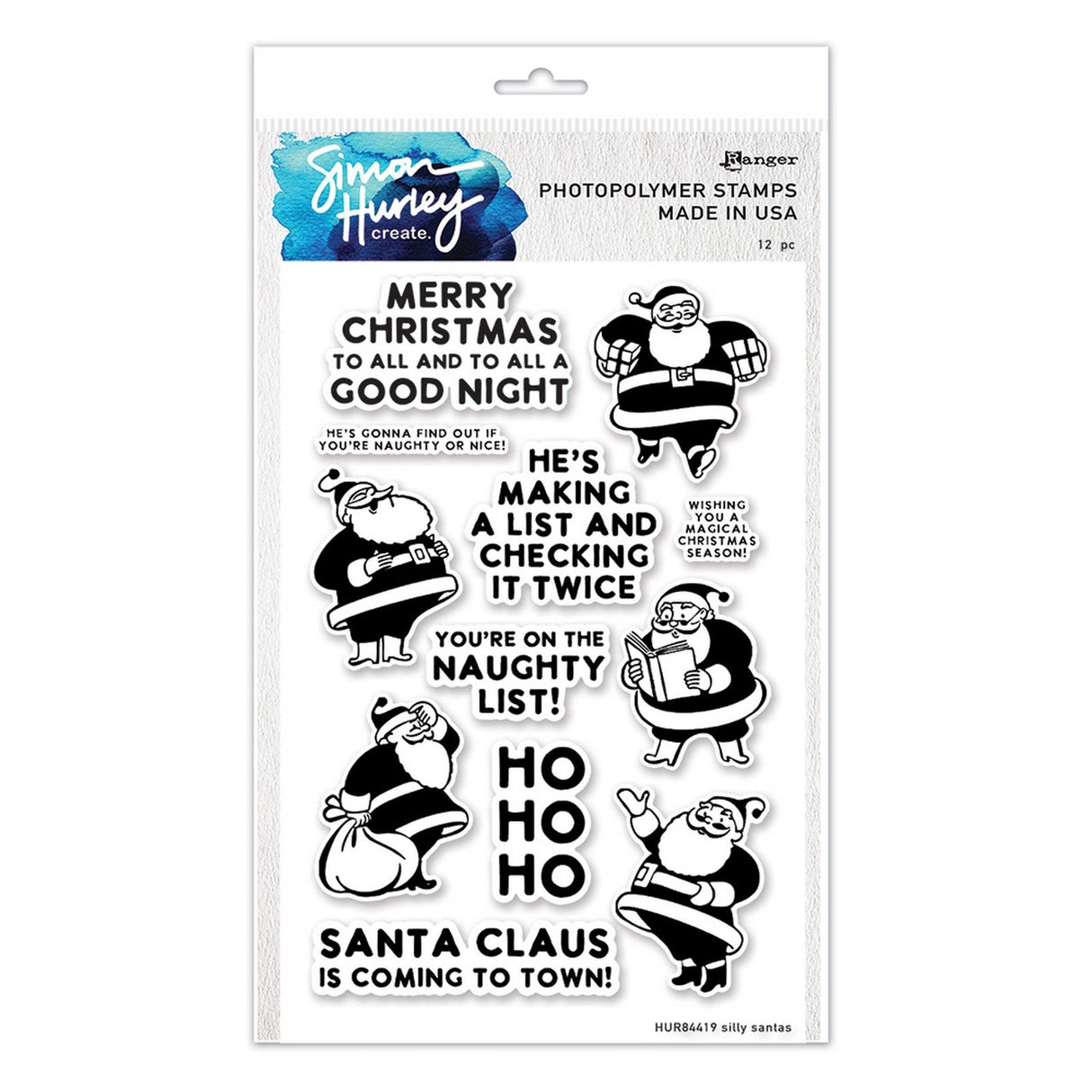 Ranger Ink Ranger • Simon Hurley crée. set de tampons transparents Pères Noël idiots 15,2x22,86cm